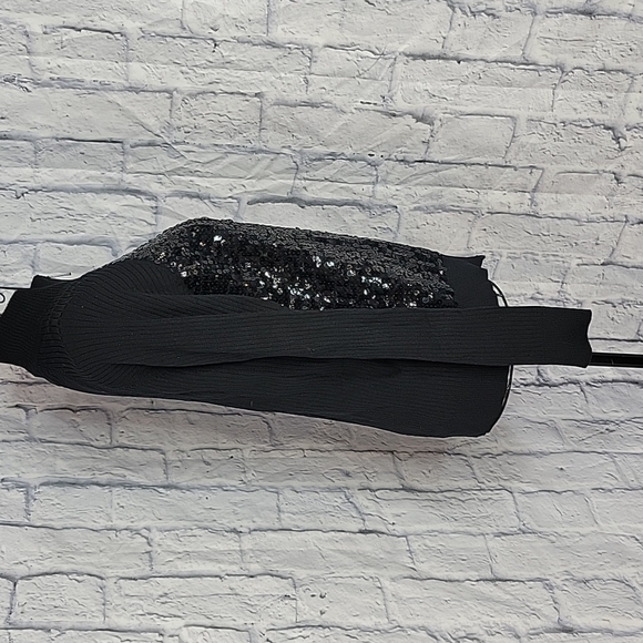 CHICO'S Black Sequined Part Silk Sweater Small - Picture 4 of 6